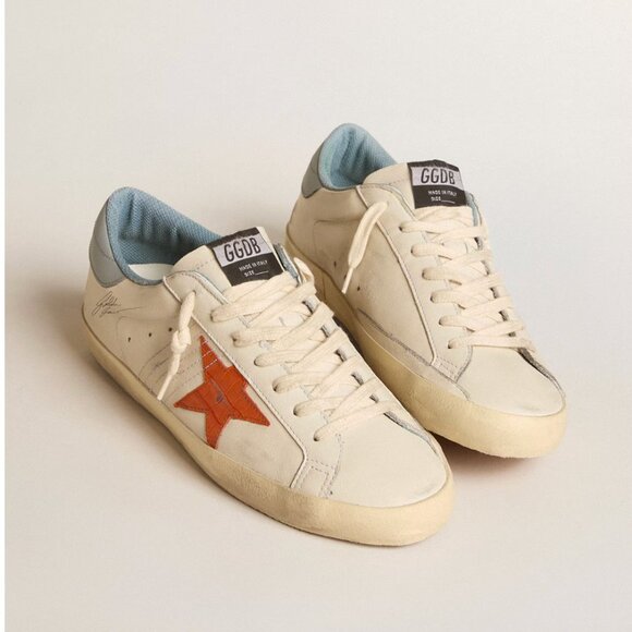 Golden Goose Men's Super-Star with crocodile-print star and silver-blue heel tab - Picture 1 of 12